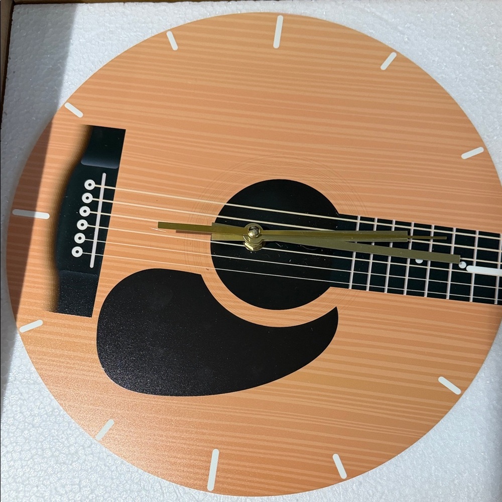 Acoustic Guitar Wall Clock - Orange and Black